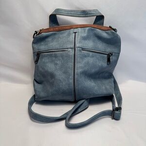 Liz Soto Handbag Blue Backpack Shoulder Tote Bag Vegan‎ Leather